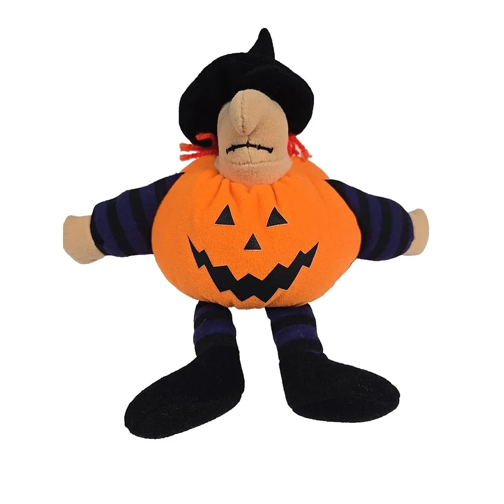 Toy Hut Vintage Halloween Witch Pumpkin Jack O Lantern Plush Stuffed Toy 6 Inch